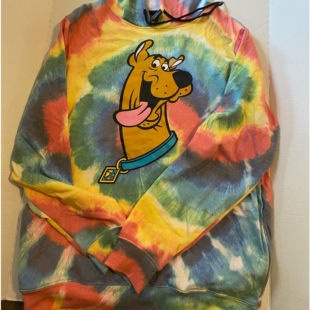 Scooby-Doo Sweatshirt Hoodie Pullover Tie Dye Adult Unisex Medium Rainbow Tyedye
